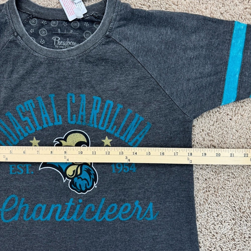 Coastal Carolina Chanticleers Raglan Tee Pressbox‎ Womens S Gray 3/4 Sleeve Top - Picture 5 of 8